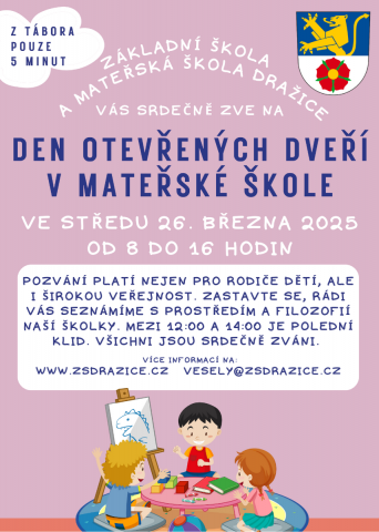 Den otevřených dveří ve škole i školce proběhne 26. března